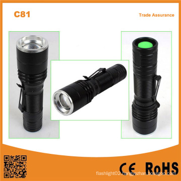 C81 Portable Mini LED Zoom Flashlight Torch with Pen Clip